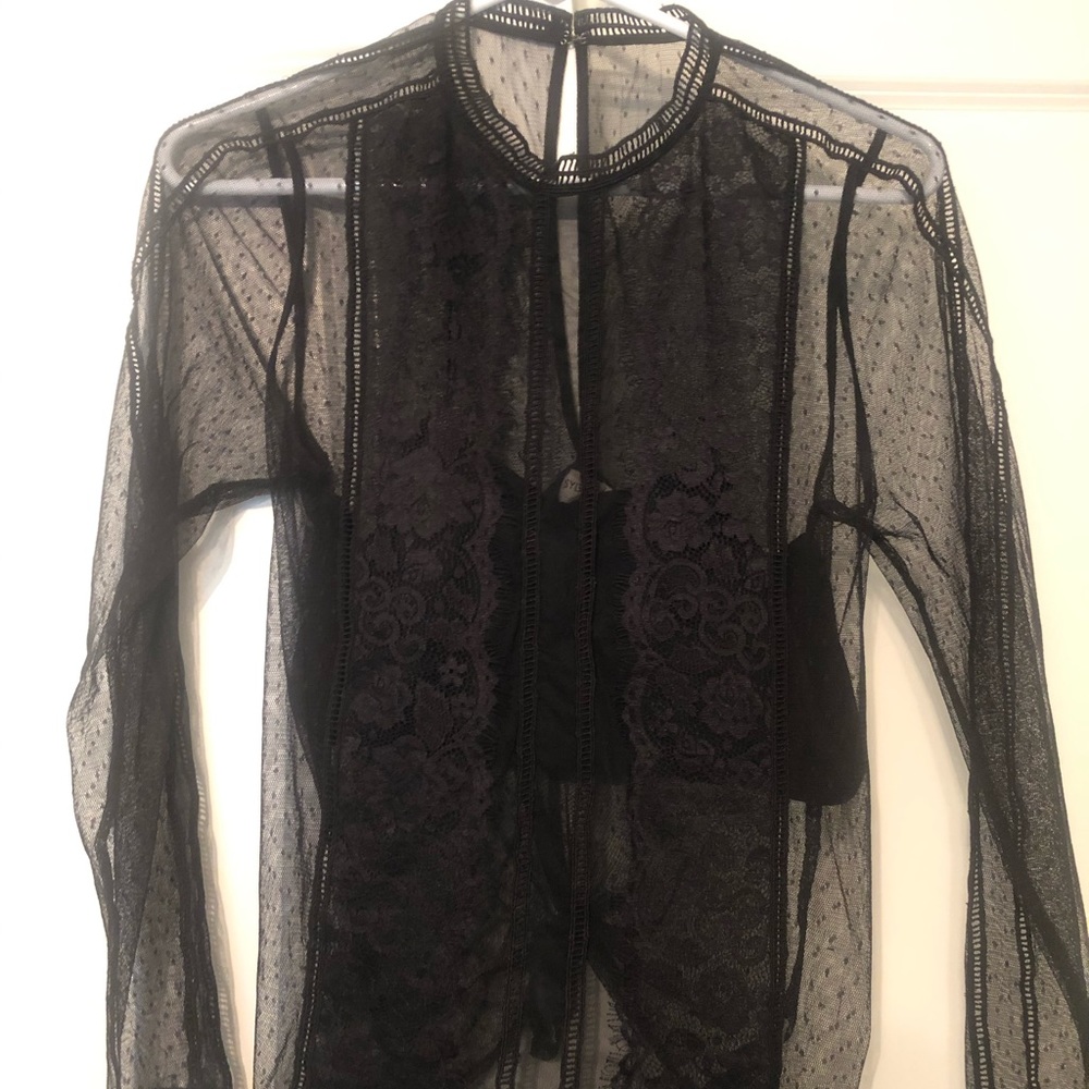 Express black lace sheer top